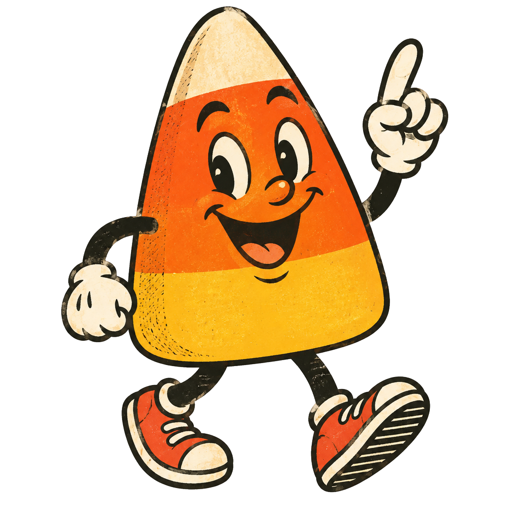 Smiling candy corn mascot